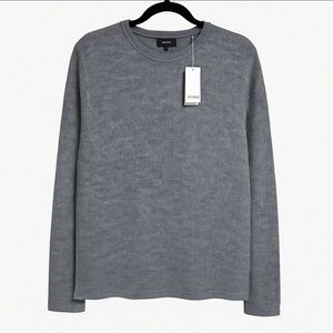 VINCE Men’s Waffle Knit Long Sleeve Crewneck – Heather Gray Size Small Elevated